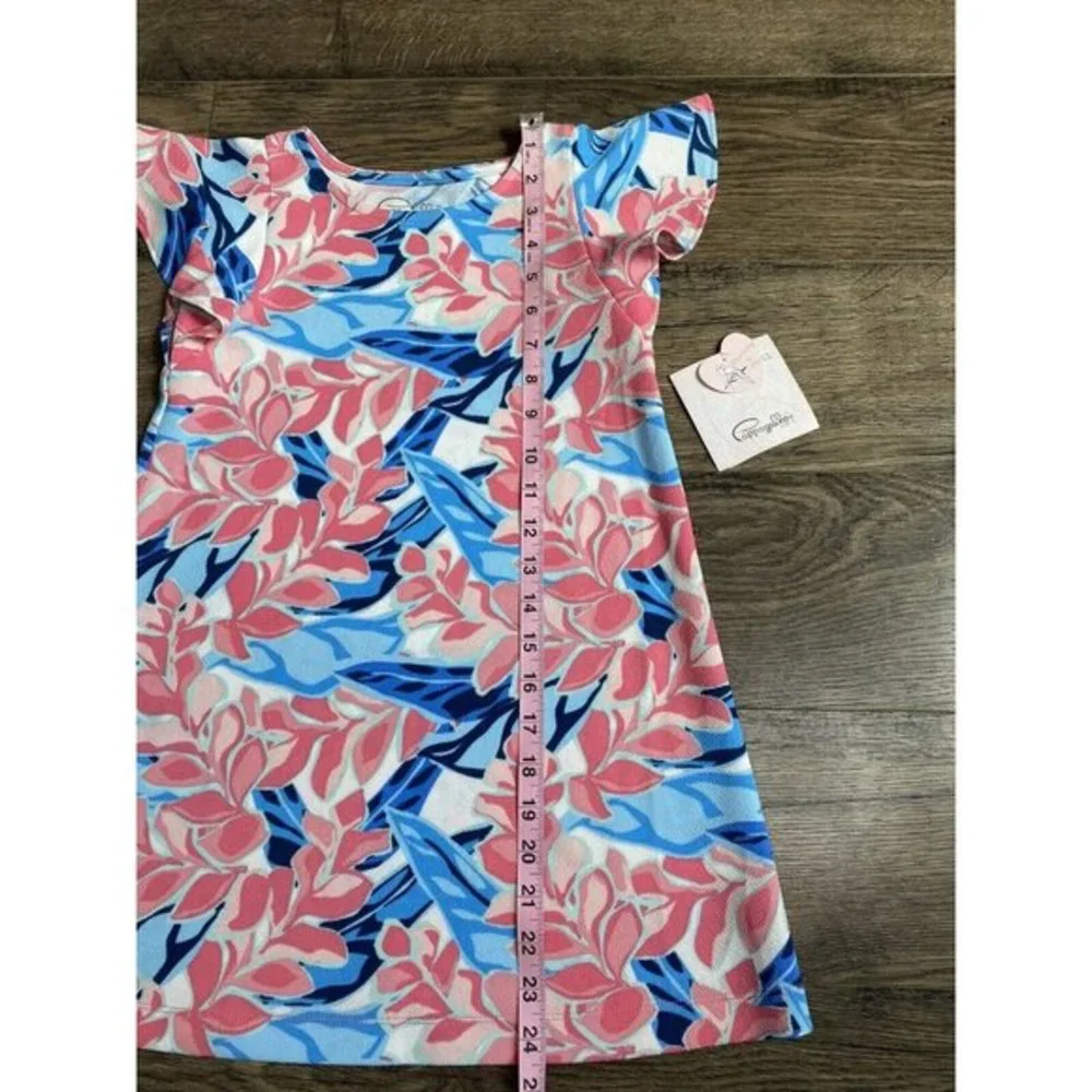 NWT Pappagallo Girls' Pink, Blue‎ &White Floral Flutter Sleeve Dress - S (6/6X)